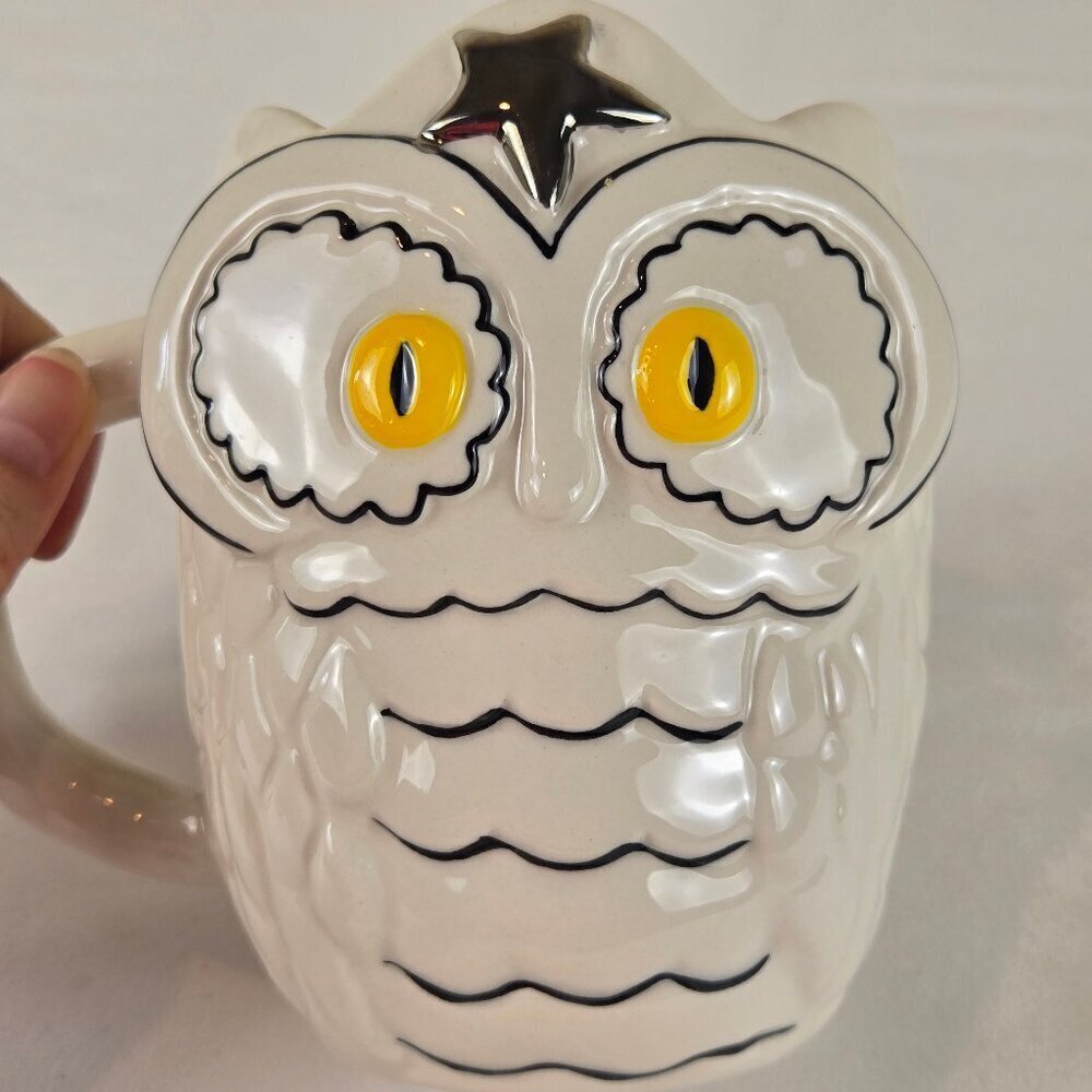 Anthropologie Ceramic Whimsical Owl with Star Mug Coffee Tea NWT